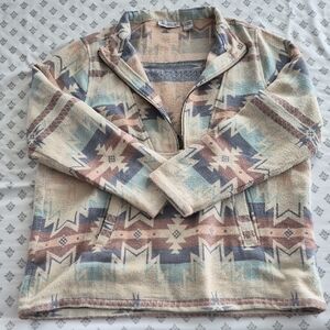 Aztec Pattern Quarter-Zip Pullover